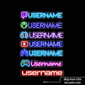 Custom Gamer Tag Neon Sign Gaming Wall Decor Custom LED Neon light Twitch Sign Game Room Decor Streaming Wall Art Gift for Gamer Streamer