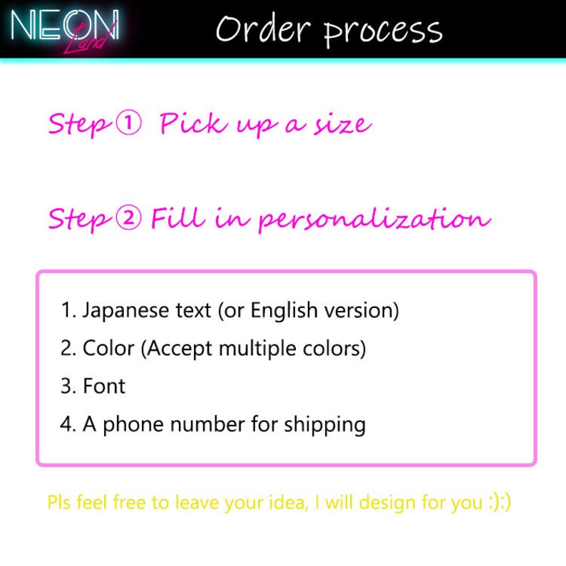 Custom Japanese Neon Schild Custom kawaii Dekor custom japanese neon sign custom anime neon sign Bild 8