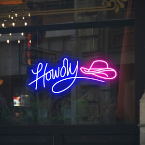 Howdy Neon Sign Western Cowboy Led Light Cowboy Hat With Name Sign ...