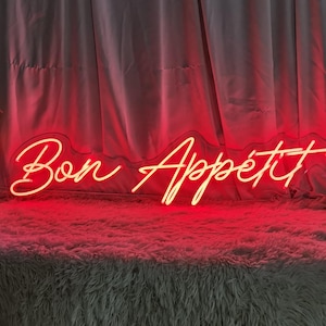 Bon Appetit Neonlicht, Küche französisches Dekor LED-Schild, benutzerdefinierte personalisierte Beschilderungslampe, LED-Neonschild