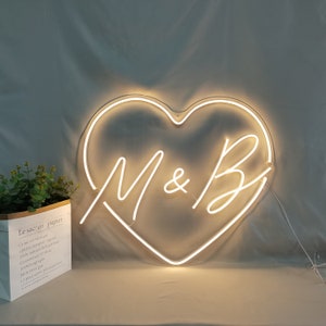 Custom Name Initials / Custom surname neon sign / Custom text neon sign / Heart neon sign Heart Neon sign Proposal Engagement Party Decor