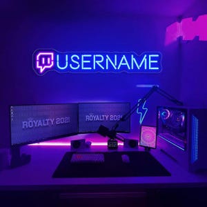 Custom twitch username neon sign twitch neon light Custom gamer tag neon led sign for instagram facebook tiktok youtube Gaming decoration