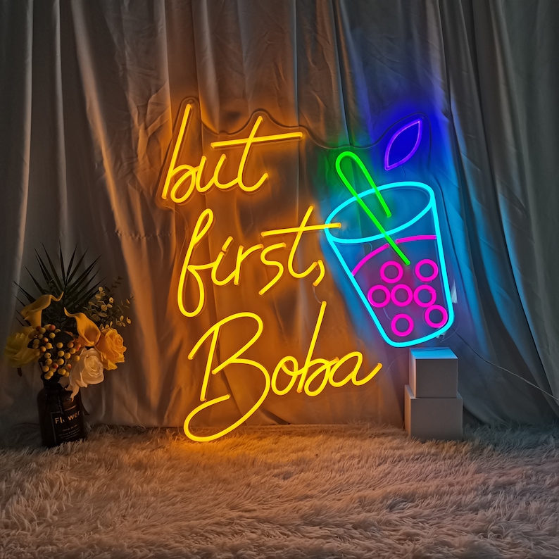 Neon Sign Boba Tea, Neon Sign Bubble Tea, Neon Signs, Neon Light, Neon ...