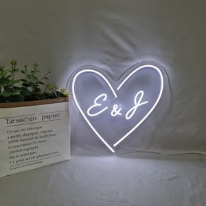 Custom Heart with Name Initials Led Heart neon sign Heart Neon sign Proposal Engagement Party Decor image 4