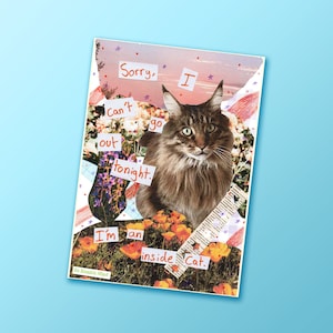 Sticker brillant | Désolé, je ne peux pas sortir ce soir, je suis un chat de l'intérieur