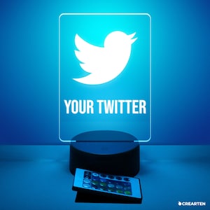 Twitter aangepaste LED RGB-lamp, uw Twitter LED-lamp, Twitter-lamp, Twitter-lamp, Neon Twitter, aangepaste Twitter-lamp, influencerlamp