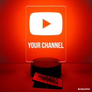 YouTube Channel LED RGB Lamp, GamerTag, YouTuber Name, Vlogger Name, Gamer Name, YouTube Play Button, YouTube Gamer, YouTuber, Gamer, VTuber