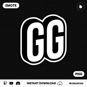 Emote GG - Emote Twitch, Emote YouTube, Emote Calcio, Emote Discord, 3D GG, Emote adesivo, Emote gioco, Emote giocatore, Stream, Steamer, Gioco