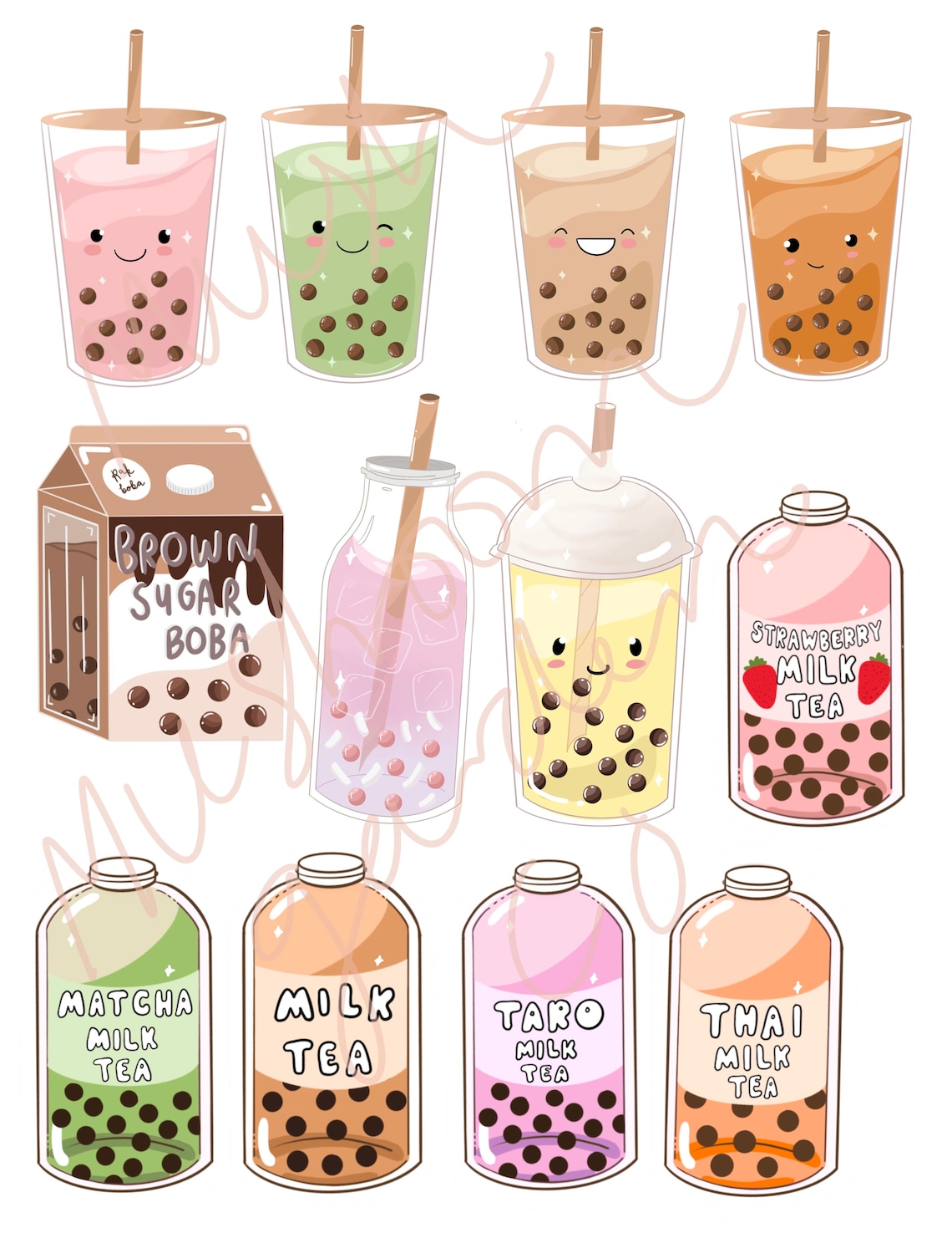 Boba pack stickers boba stickers bubble tea stickers Etsy