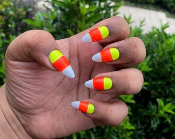 Candy Corn Nails Etsy