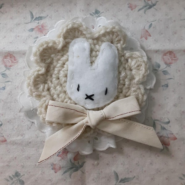 Frilly Character Hairpin | Handmade Crochet, Cult Party Kei, Mori Kei inspired, Sanrio, Miffy, My Melody Cinnamoroll, Bag Pin, Ita Bag, EGL