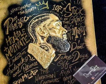 Nipsey Hussle Malowana ręcznie sztuka 3D na płótnie