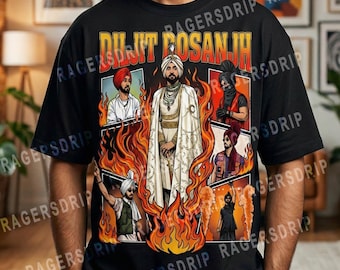 Koszulka vintage DILJIT DOSANJH | | Piosenkarz pendżabski| Odzież Desi | Koszula indyjska | Koszule pendżabskie Ragersdrip