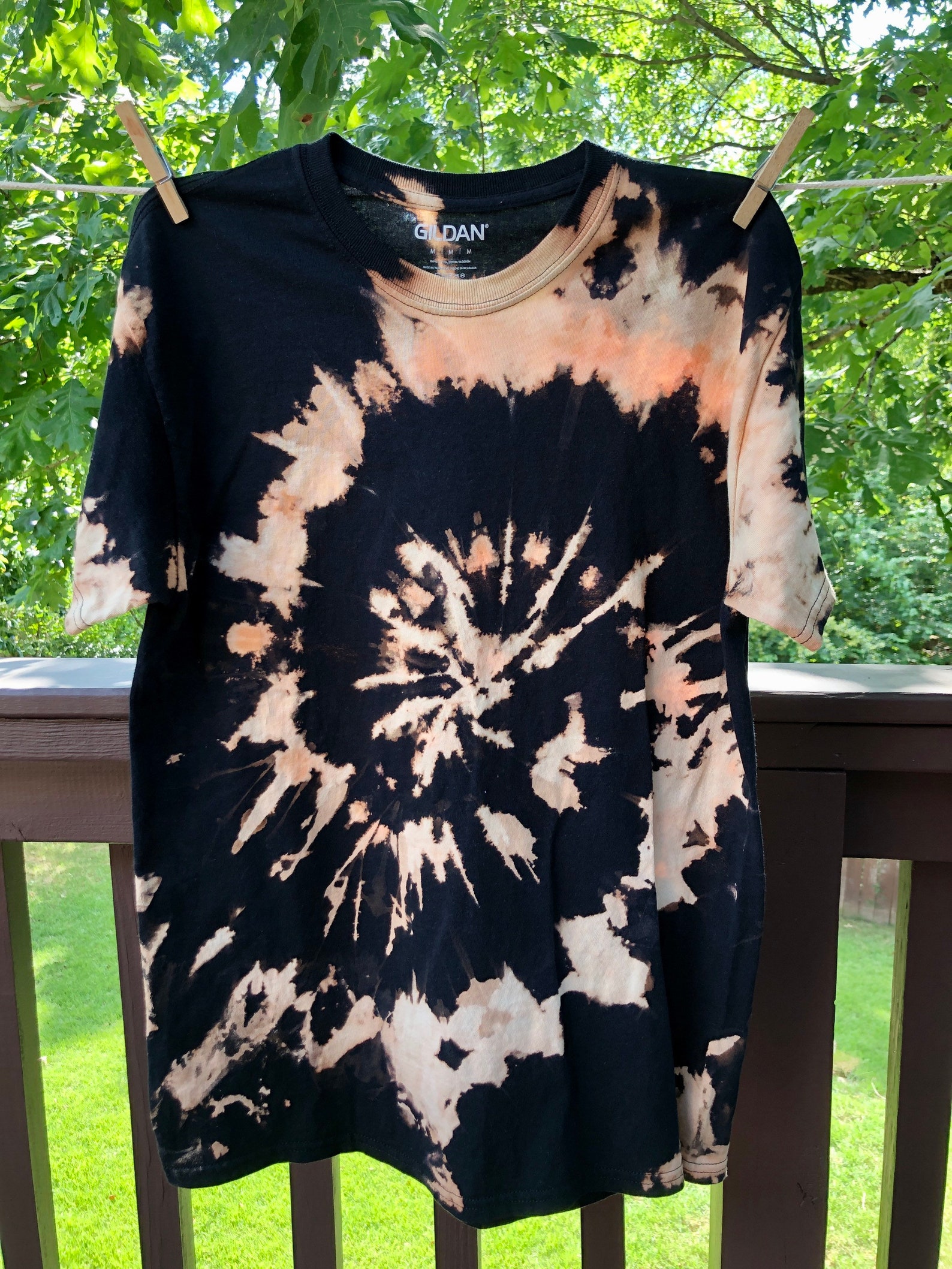 Black Swirl Bleach Dye T-shirt Medium - Etsy