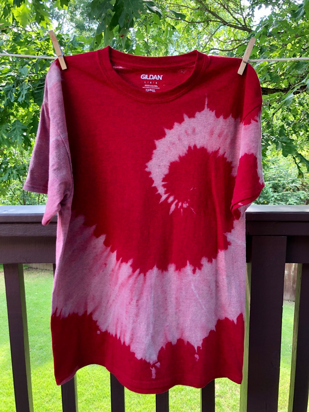 Red Swirl Bleach Dye Tshirt Large Etsy