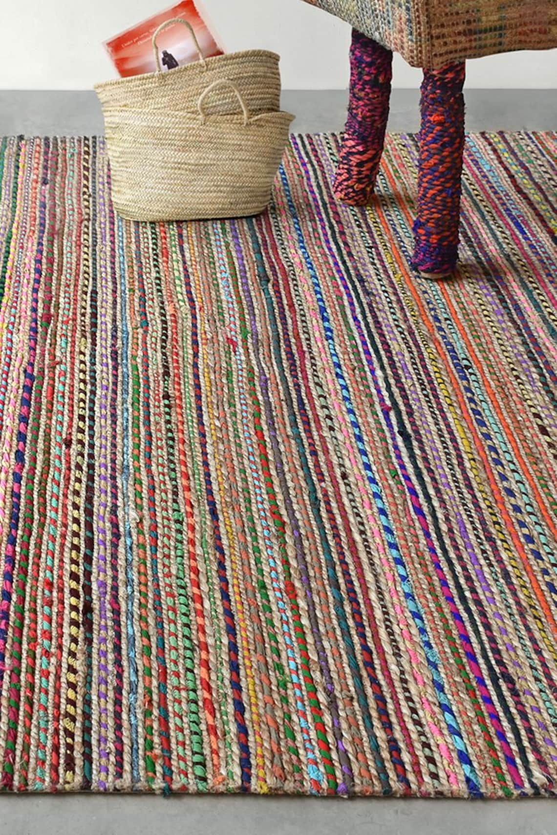 Miston Natural HEMP & RECYCLED Fabric Rug 120x180 8x10 FREE Etsy