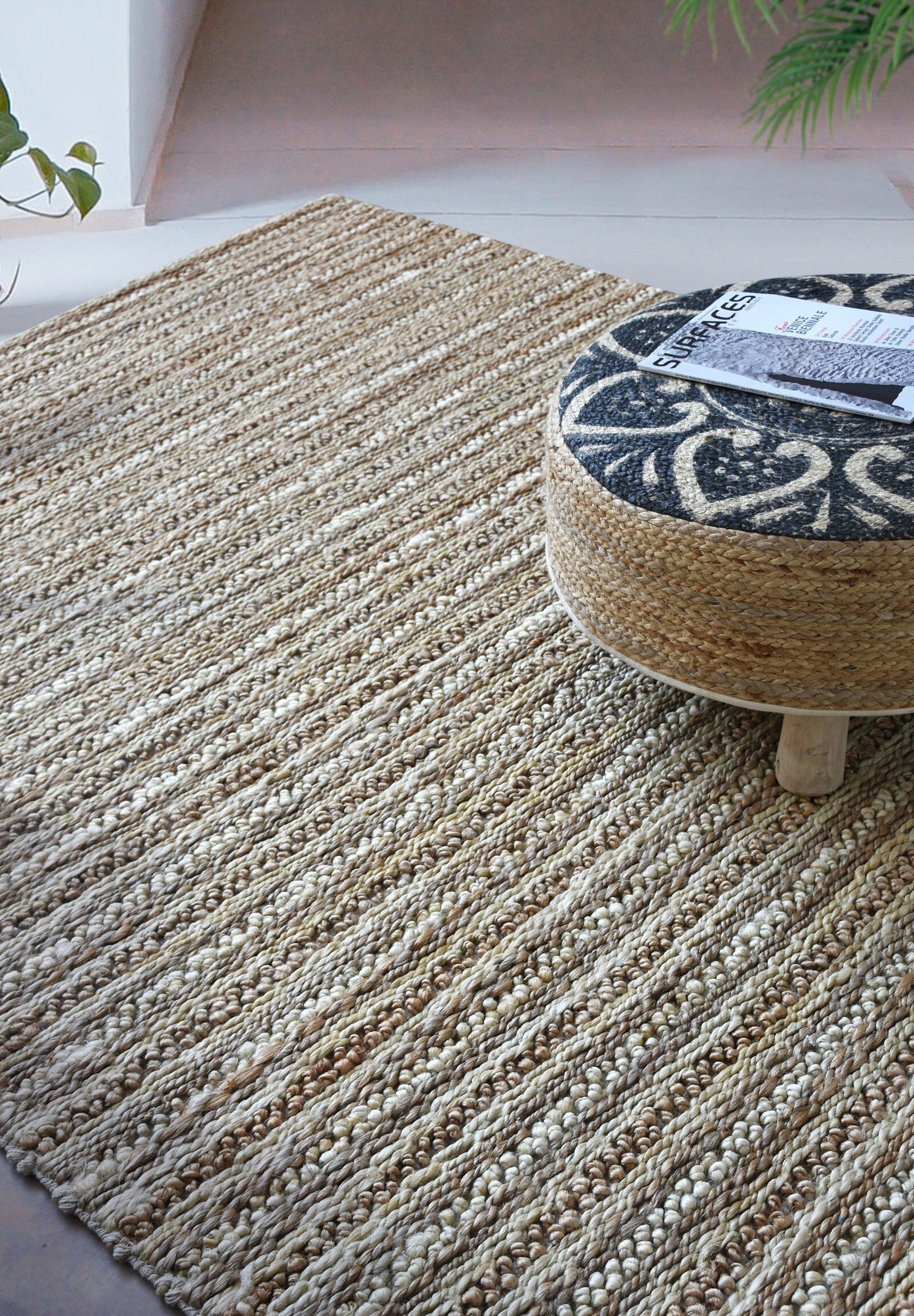 Gelan NATURAL HEMP Rug Striped Hemp 120x180 8ftx10ft Rug Etsy