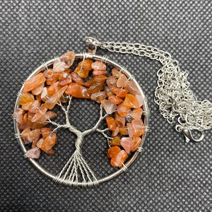 Handmade Genuine Gemstone Chakra Tree of Life Pendant Necklace