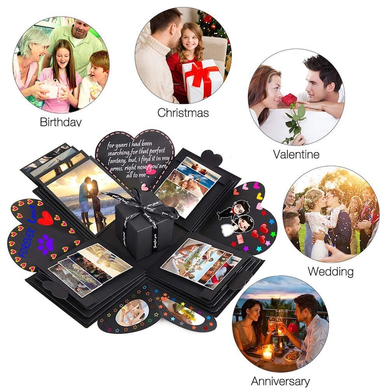 Explosion gift box (5 layers) DIY Photo Album Anniversary Exploding Gift Box for boyfriend husband  birthday gift