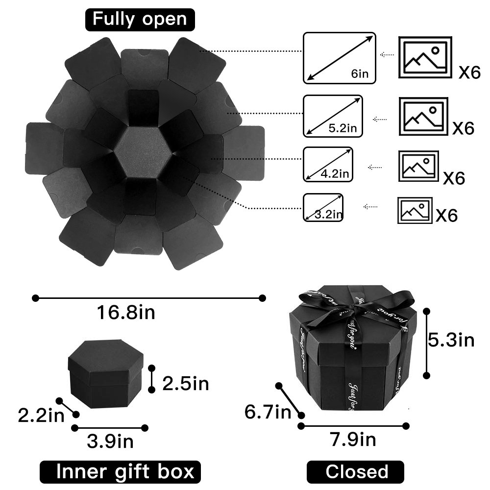 Explosion box, size 7x7x7,5+12x12x12 cm, natural, 1 pc