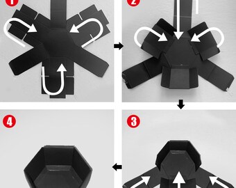 Boîte Surprise Explosion Hexagonale Noire DIY - Cadeau Photo Créatif Anniversaire Saint-Valentin
