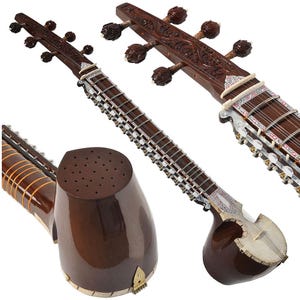 Esraj With Bow-Ranadhir Roy Santiniketan Style-Pro Quality, Gear Tuning, 6 Main String, 15 Sympathetic String, Hard Case, Extra String Rosin