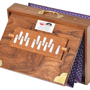 Shruti Box Teak Wood Size (16" X 12" X 3") Inches, Gig Bag, Natural Colour, Key- C To C- Lower Tone- 440Hz & 432Hz, Yoga Bhajan Vocal Mantra
