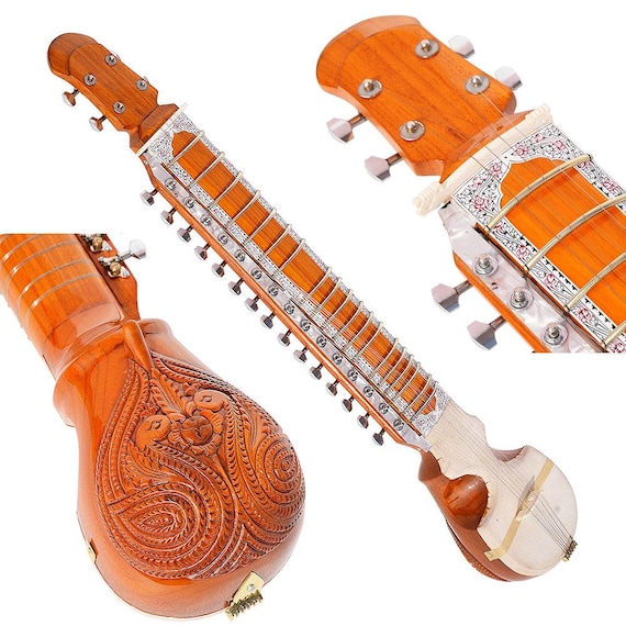 Handmade Tun Wood Esraj: Indian Stringed Instrument With Bow