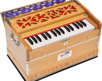 Handmade Mini Teak Harmonium: 2.5 Octaves, Bass & Male Reeds, Gig Bag