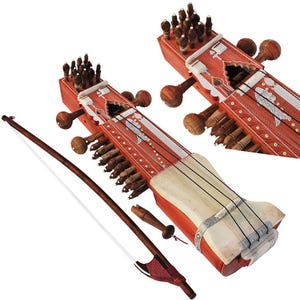 Handmade Tun Wood Sarangi: Indian String Instrument with Bow & Gig Bag