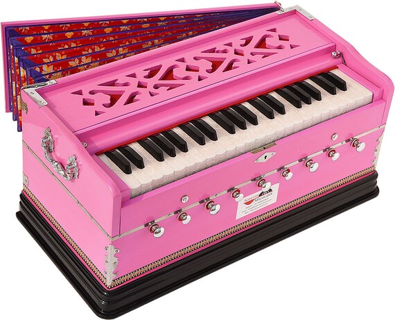 Pink Harmonium Pro Grade by Kaayna Musicals 3.5 Octaves 9 Stops 5