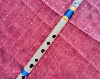 Flauto di bambù - Fatto a mano in India, ottima qualità - Re# centrale - 42 cm.