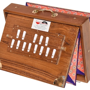Teak Wood Shruti Box: Golden Special, 13 Key, with Gig Bag
