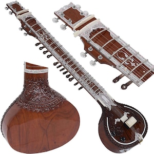 Vilayat Khan Style Sitar with Fiber Case, Extra Strings & Mizrabs