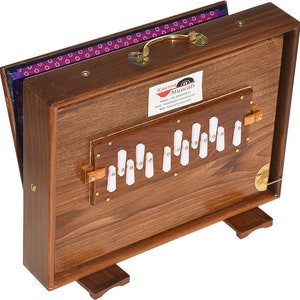Shruti Box Teak Wood Size (16" X 12" X 3") Inches, Gig Bag, Natural Colour, Key-C To C- Lower Tone- 440Hz & 432Hz, Yoga, Bhajan Vocal Mantra
