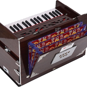 432 Hz Safri Harmonium: Portable 2.5 Octave, Walnut Finish, Gig Bag