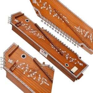 Indian Teak Wood Tanmandal- 4 Strings Tambora/Tanpura & 15 Strings Swarmandal Together, Easy to Tune Knobs, Gig Bag, Few Extra Strings, Yoga