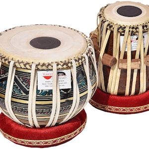 Tabla Drum Set 3 Kg Black Painted Designer Brass Bayan & Dayan- Comes with A Gig Bag, Hammer, Cushion, Cover -Nice Sound - Hand Made