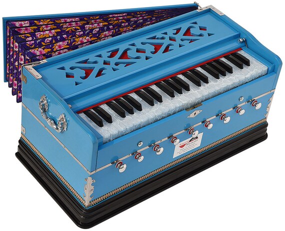 Buy Sky Blue Harmonium Pro Grade by Kaayna Musicals 3.5 Octave 9