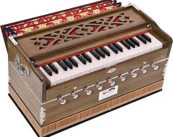 Harmonium Extra Height By Kaayna Musicals-9 Stops-4 Drone- 3.5 Octave, Coupler, Dark Oak Finish, Gig Bag, Bass-Male: 432Hz, For Yoga, Mantra