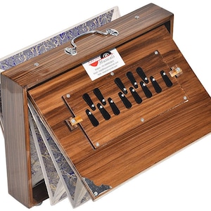 Shruti Box Total Wood Size (16" X 12" X 3") Inches, Gig Bag, Teak Finish, Key-C To C- Lower Tone- 440Hz & 432Hz, Yoga, Kirtan, Vocal, Mantra