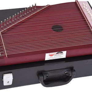 Swarmandal, Surmandal By Kaayna Musicals, 36 Strings, Mahogany Colour, Matte Finish, Tuning Key, Carry Box, Few Extra Strings - Vocal Mantra