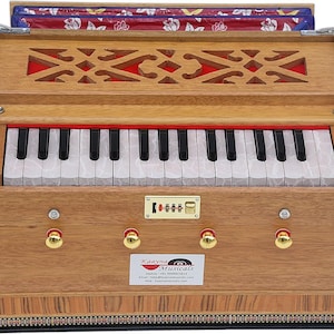 Harmonium Melamyne Matte Premium Finish By Kaayna Musicals- 4 Stops- 2.75 Octaves- Teak Colour- Carry Bag- Bass- Male- 440 Hz & 432 Hz- Yoga