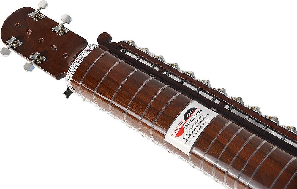 プロ品質のタンウッド製ディルルバ：弓とケース付き19弦インド楽器