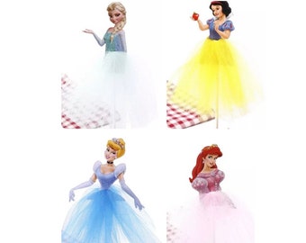 4 Princess cake toppers birthday party decoration
