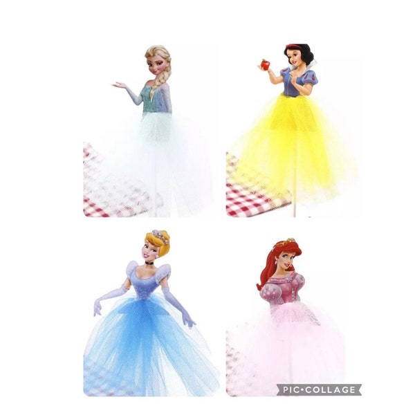 4 Princess cake toppers birthday party decoration