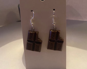 Milk chocolate bar novelty earrings kawaii jewellery cute  novelty gift unbranded
