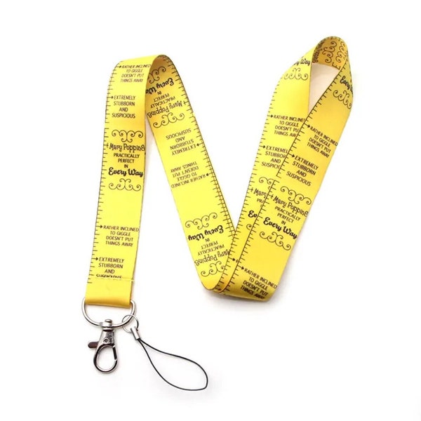 Practically Perfect in Every Way Tape Measure lanyard Phone Rope ID Badge Holder Neck Straps Lariat Keychain