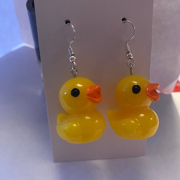 Boucles d'oreilles fantaisie canard en caoutchouc kawaii, jouet de bain sans marque drôle mignon