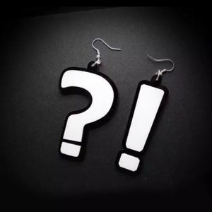 Punctuation novelty earrings acrylic kawaii unbranded exclamation mark question mark grammar police